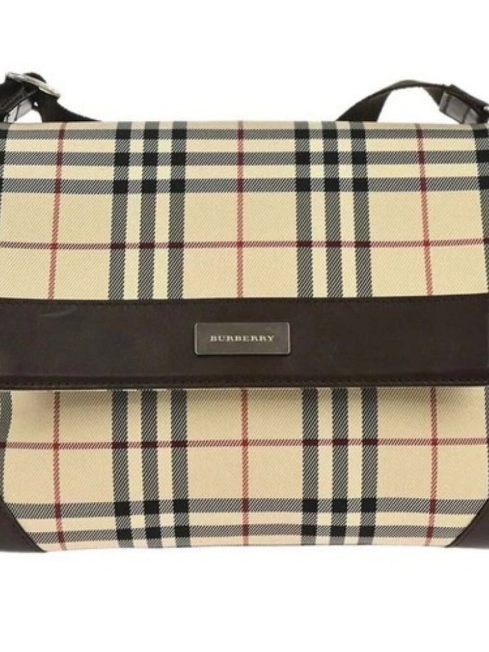 Burberry Beige Canvas Burberry Check Shoulder Bag 117214